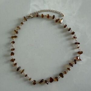 Free People Brown Tigereye Beaded Glass Necklace NWOT